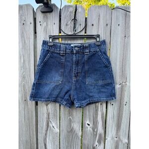 Wax‎ Jean Collection Womens High Waisted Elastic Waist Denim Shorts Dark Wash M